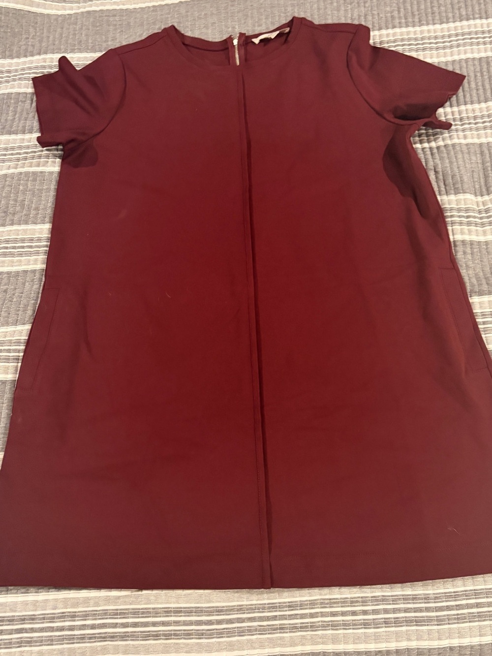 NWOT LOFT-Burgundy Short-Sleeve Shift Dress with pockets Women’s Size XXL